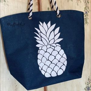 🆕 NWT BEACH TOTE PINEAPPLE SHOPPER XL NAUTICAL SAIL